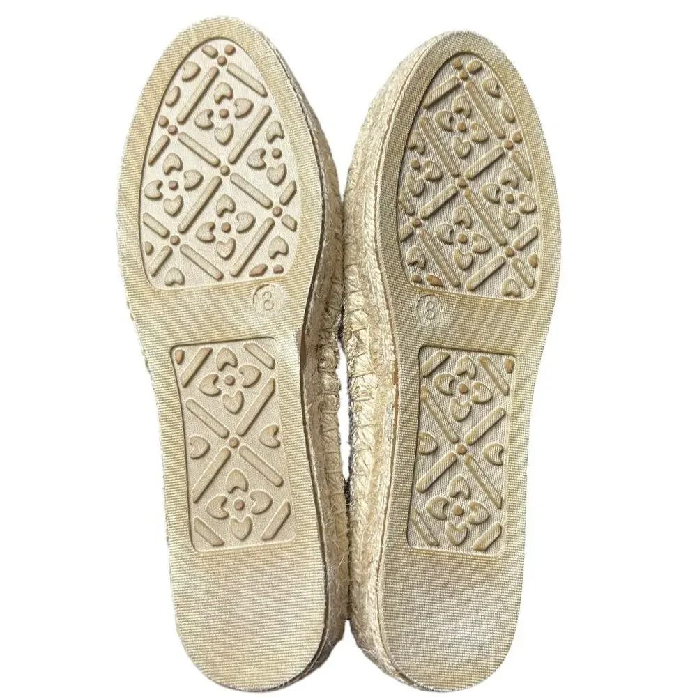 Jack Rogers Tan Canvas Gold Multi Leather Rondelles Palmer Espadrille Womens 8